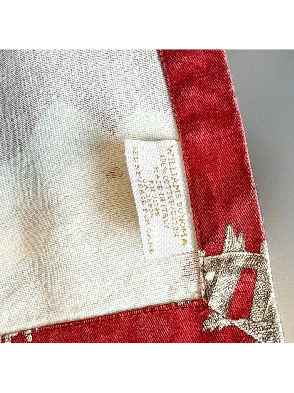 WILLIAMS SONOMA Set Of 4 Red TOILE French Prairie Cottage Cotton Napkins ITALY